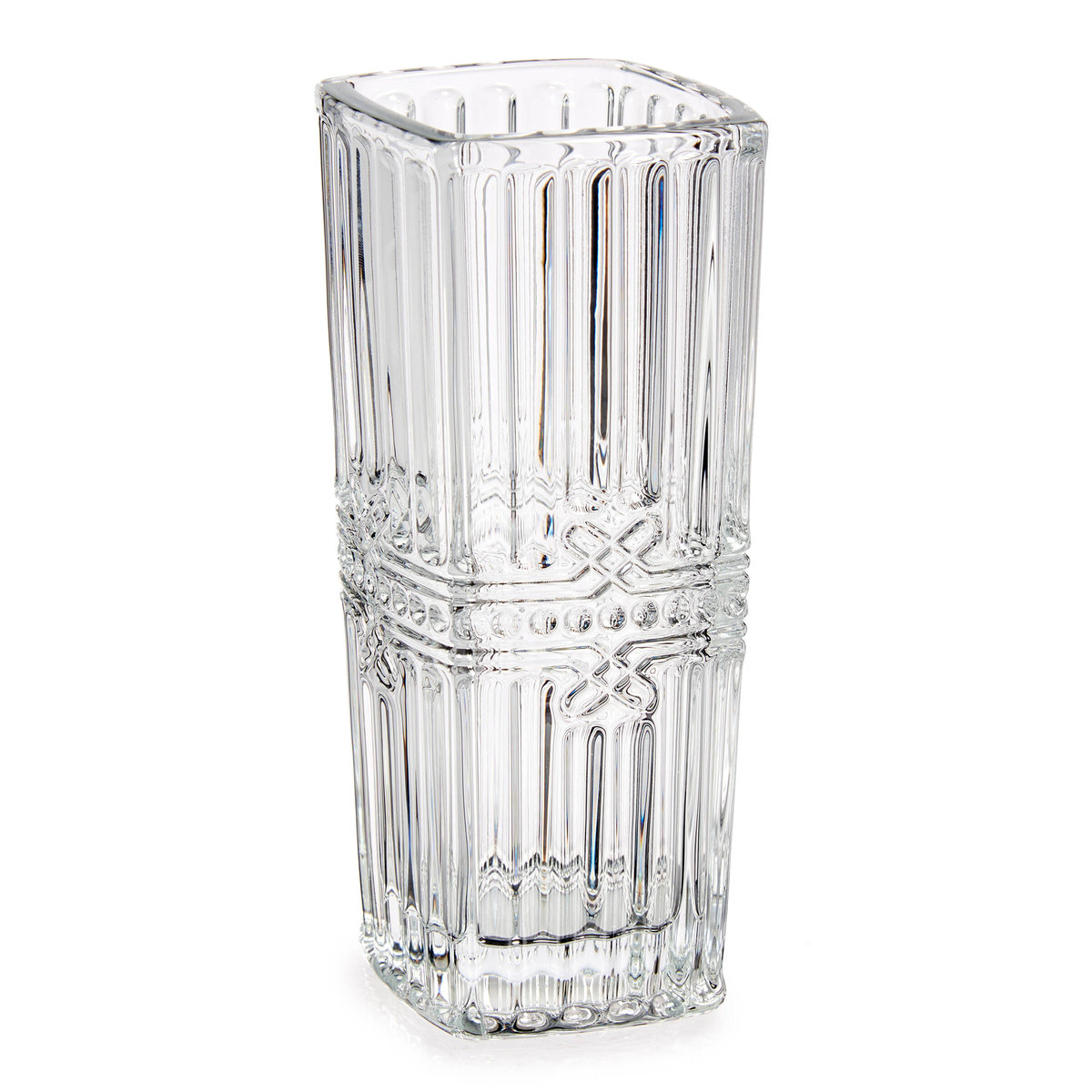 Kwadratowy wazon z kryształowym wzorem, 15 cm