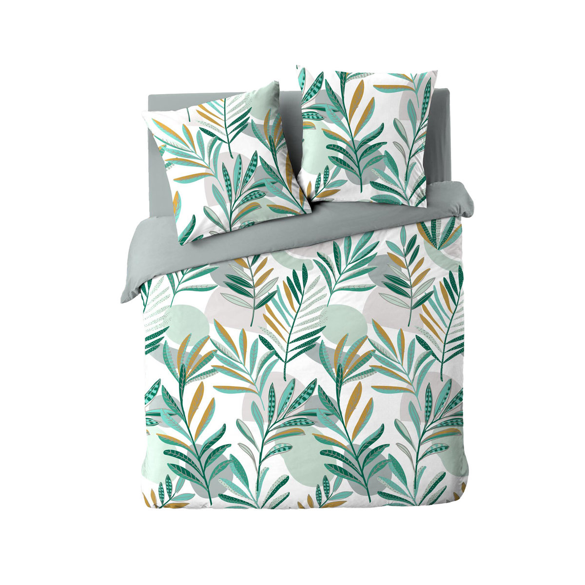 Zestaw pościeli ze wzorem liści, LOUNA,  240 x 220 cm