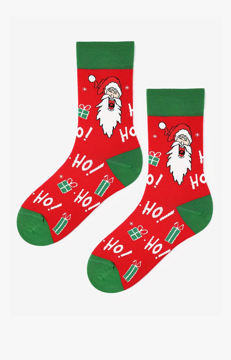 Marilyn świąteczne skarpetki męskie z wesołym Mikołajem Santa Smile, Kolor czerwono-zielony, Rozmiar 41-45, Marilyn - Intymna