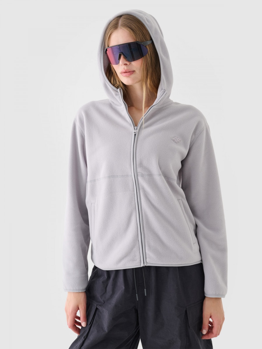Damski polar rozpinany z kapturem 4F 4FWMM00TFLEF315 - szary