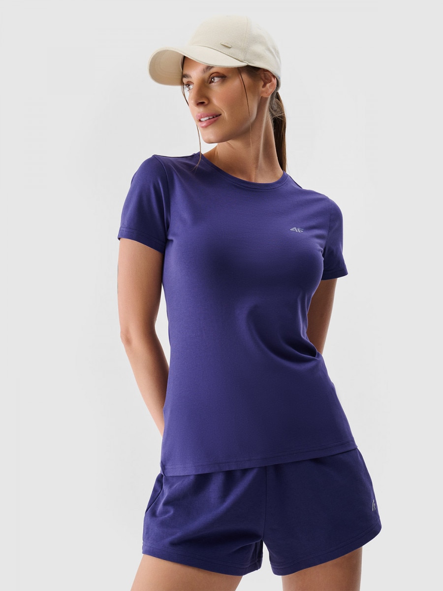 Damski t-shirt basic 4F 4FWMM00TTSHF2255 - granatowy