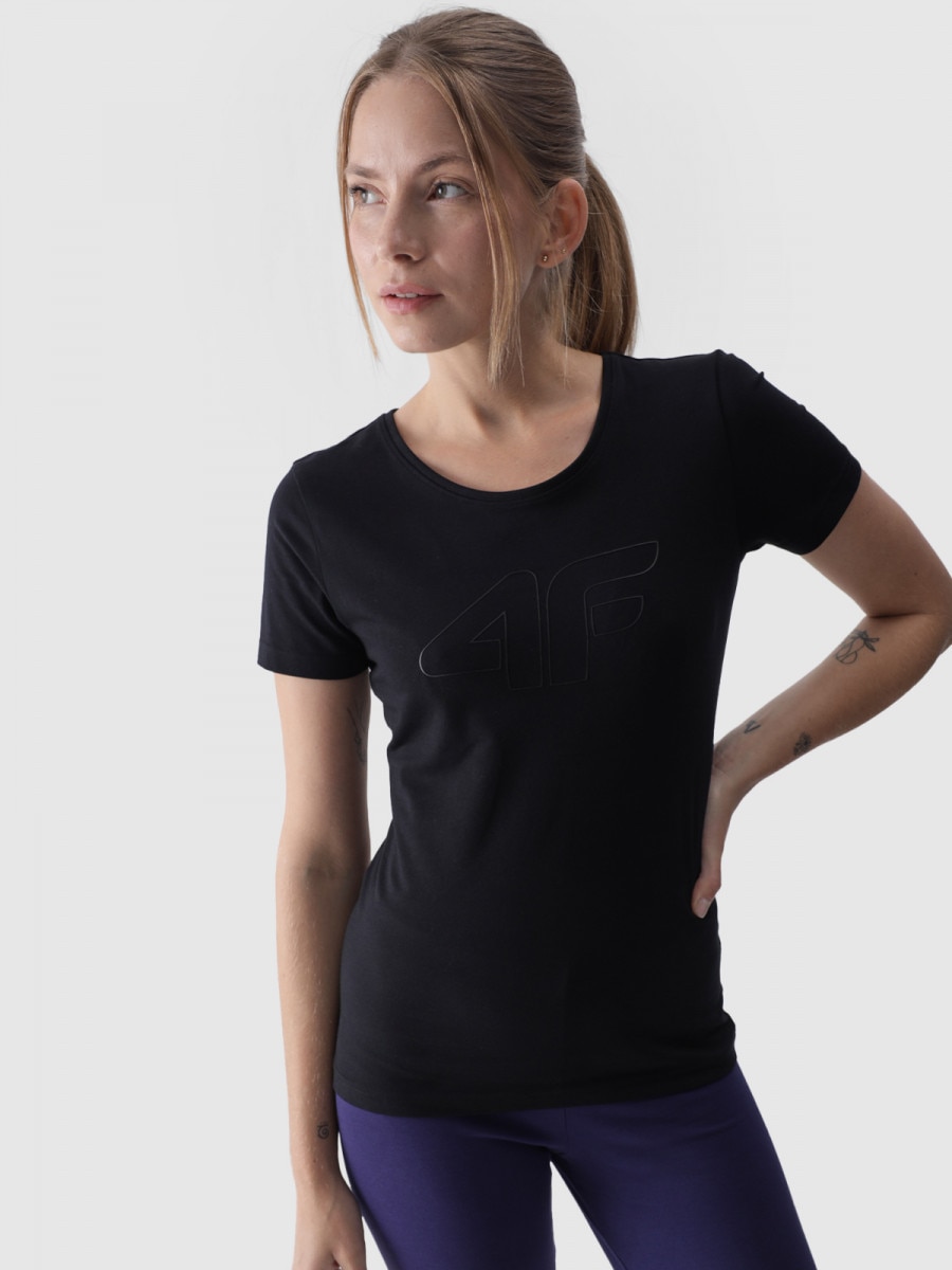 Damski t-shirt z nadrukiem 4F 4FWMM00TTSHF1846 - czarny