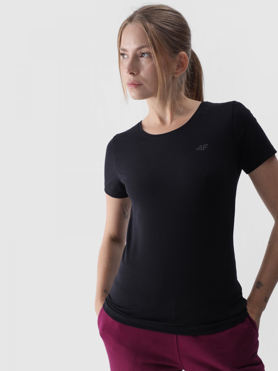 Damski t-shirt basic 4F 4FWMM00TTSHF1845 - czarny
