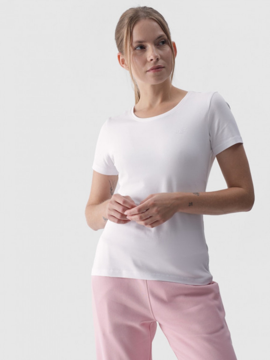 Damski t-shirt basic 4F 4FWMM00TTSHF1845 - biały