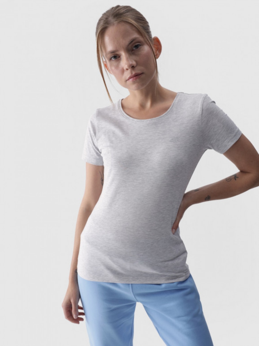 Damski t-shirt basic 4F 4FWMM00TTSHF1845 - szary