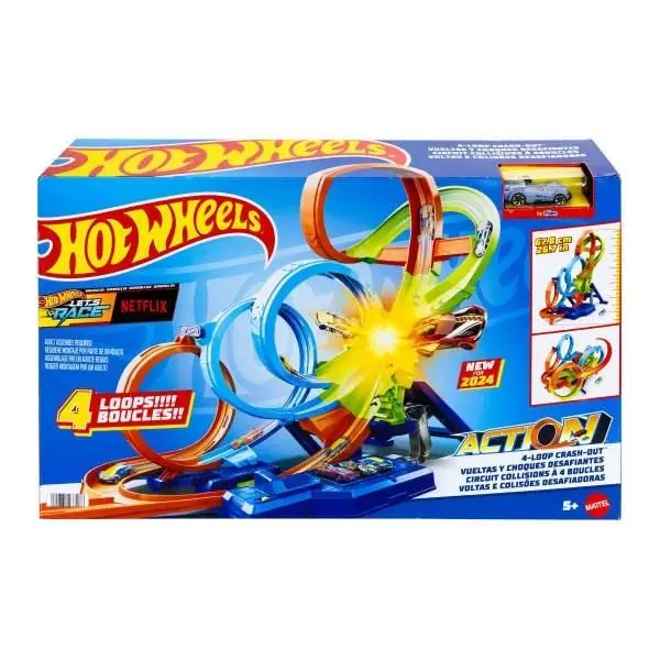 Hot Wheels Action Zestaw Poczwórna pętla kraks - Mattel