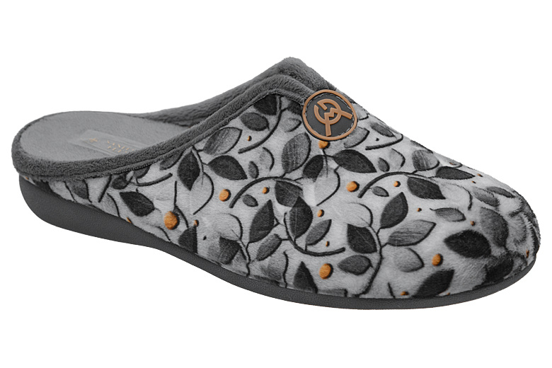 Kapcie SANITAL FLEX 7902-2 H Gris Ramas Bord.Gm Popieate Szare Pantofle domowe Ciapy zdrowotne