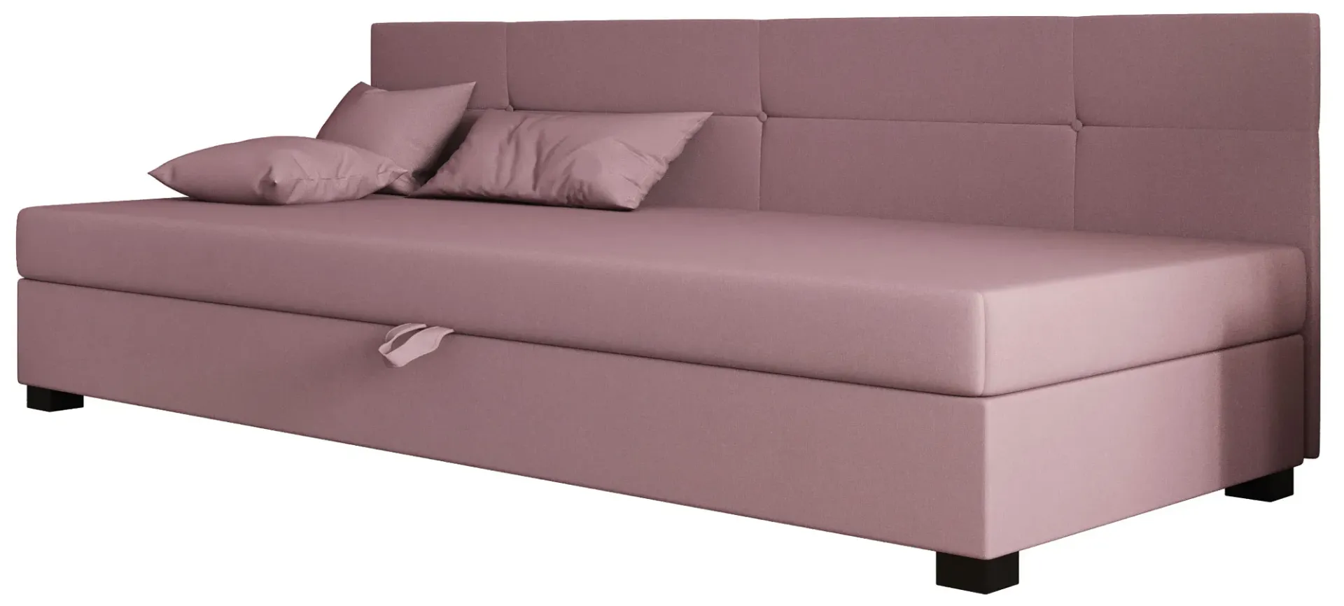 Różowy młodzieżowy tapczan z pikowanym bokiem P1-T99