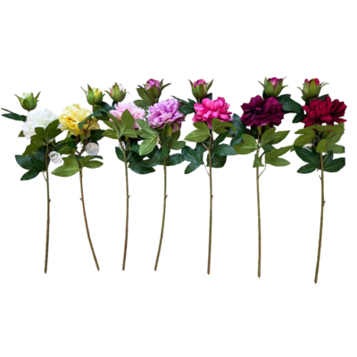 Piwonia sztuczna gałązka 2 kwiaty 67 cm