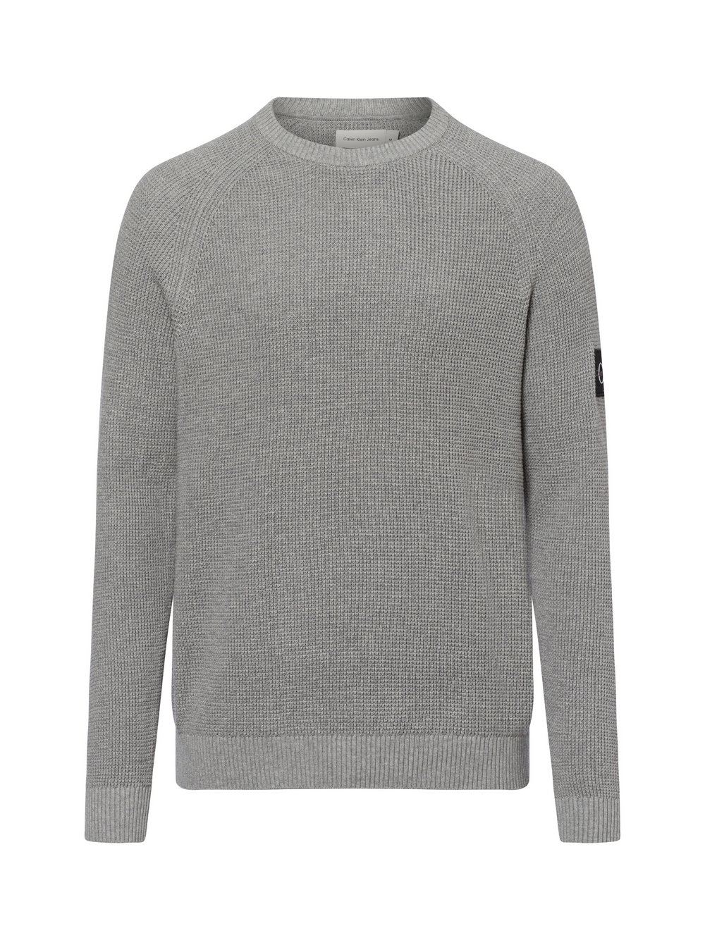 Calvin Klein Jeans Męski sweter z dzianiny Mężczyźni Bawełna szary jednolity, S