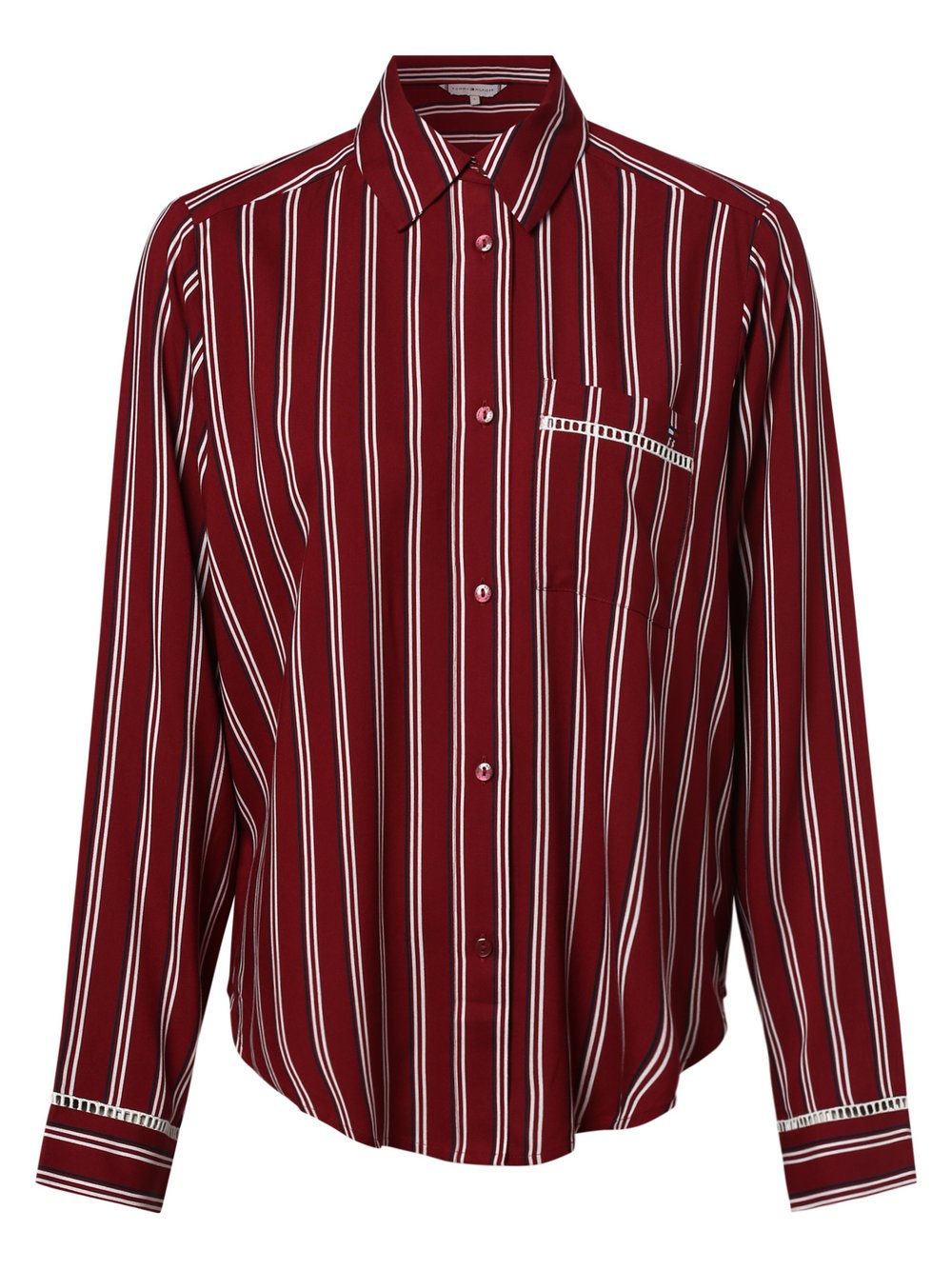 Tommy Hilfiger Damska koszula od piżamy Kobiety wiskoza czerwony w paski, S/M