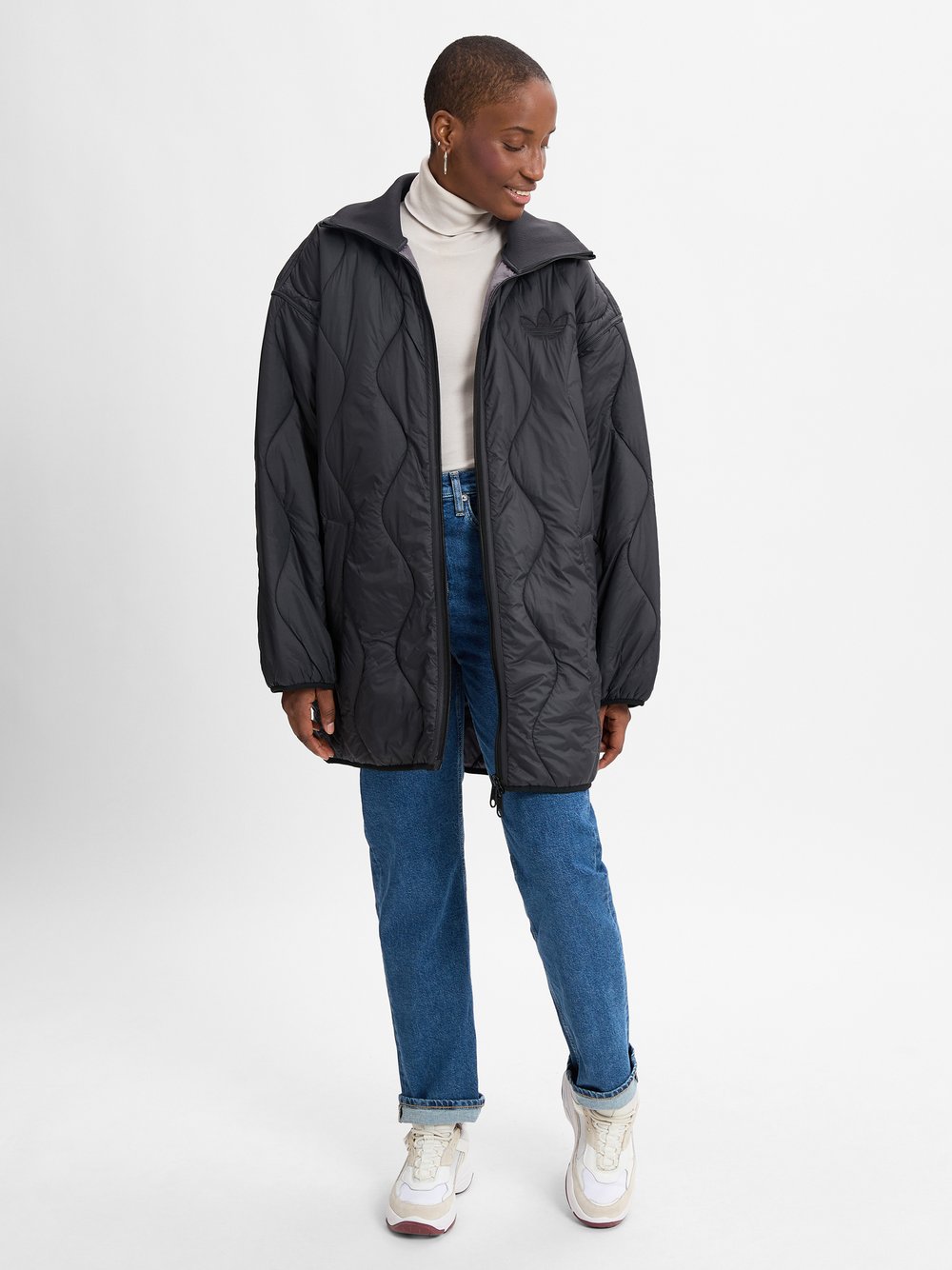 adidas Originals Damska kurtka pikowana Kobiety Sztuczne włókno czarny jednolity, S