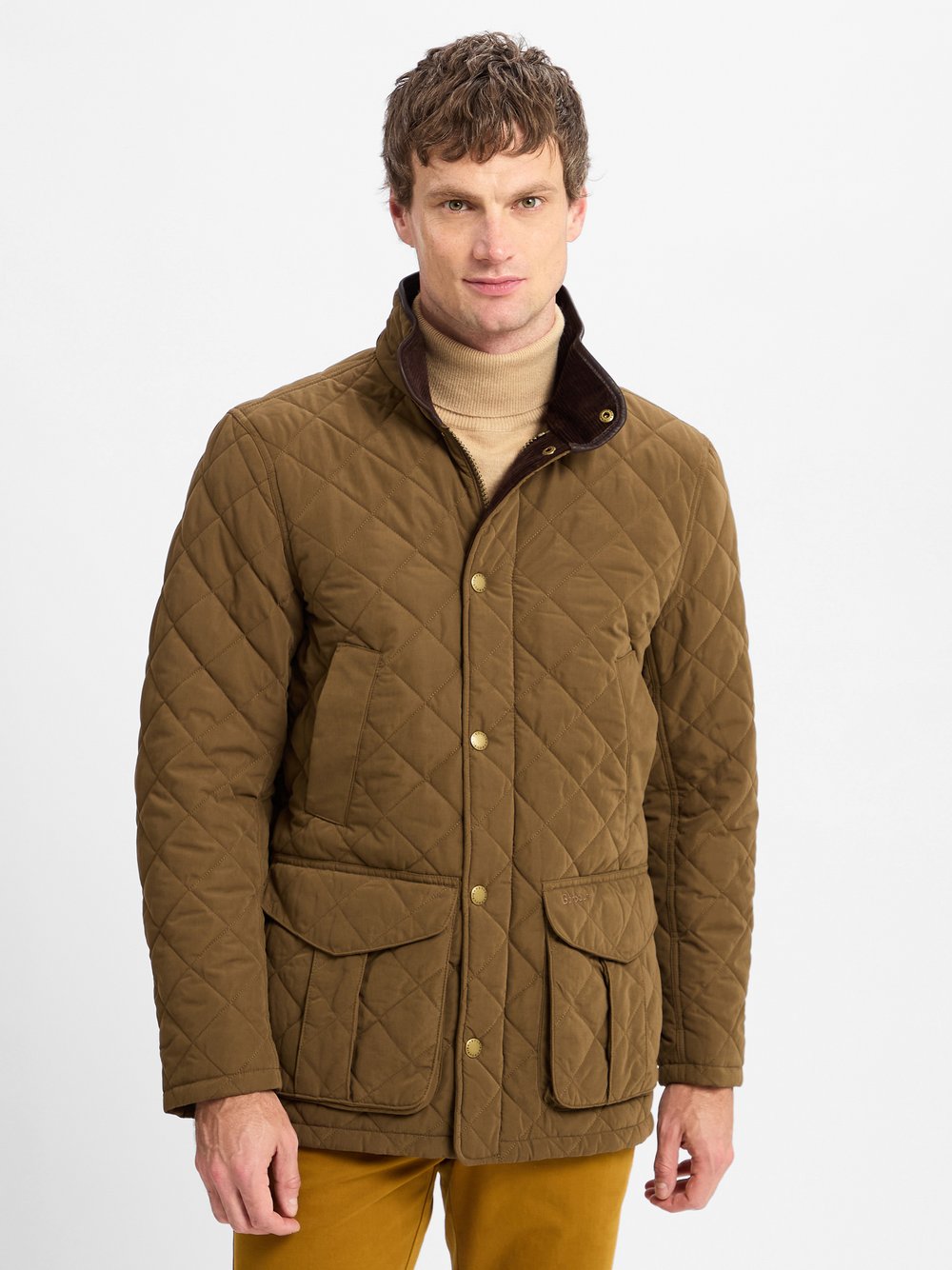 Barbour Męska kurtka pikowana - Ledford Mężczyźni brązowy jednolity, S