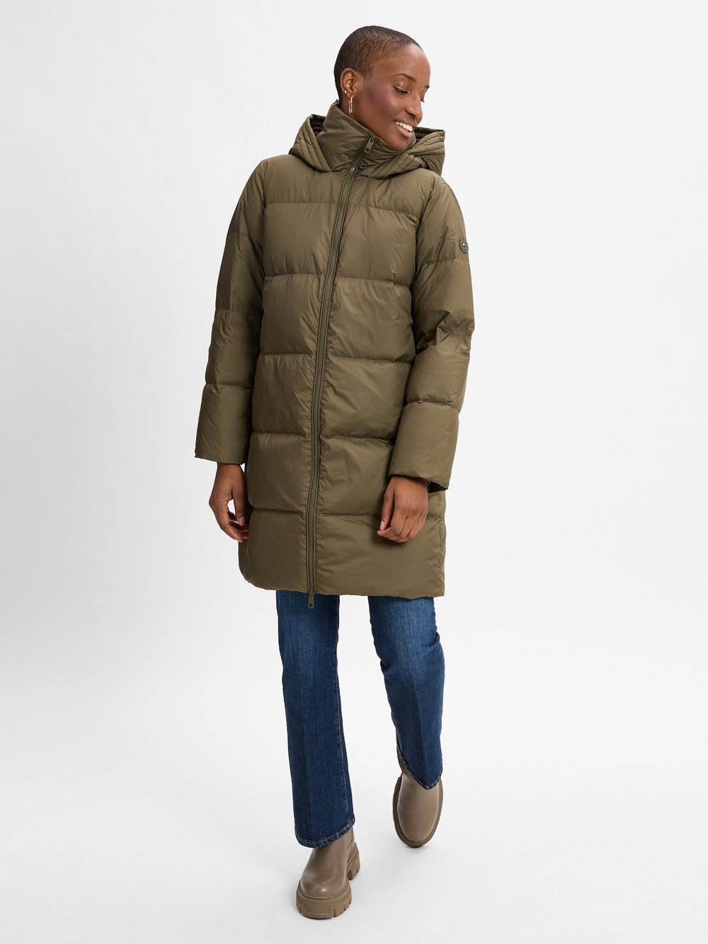 Tommy Hilfiger Pikowany płaszcz damski Kobiety zielony jednolity, S