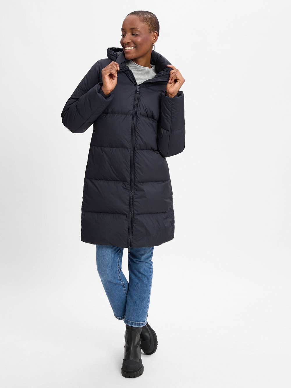 Tommy Hilfiger Pikowany płaszcz damski Kobiety niebieski jednolity, S