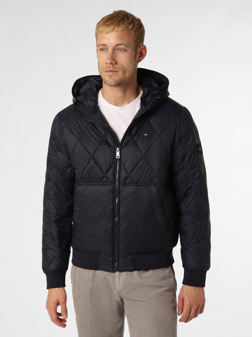 Tommy Hilfiger Męska kurtka pikowana Mężczyźni Sztuczne włókno niebieski jednolity, XL