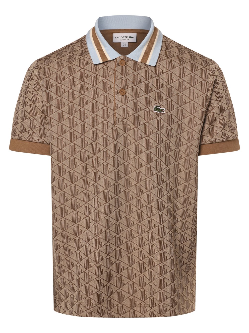 Lacoste Męska koszulka polo Mężczyźni beżowy|brązowy wzorzysty, 6
