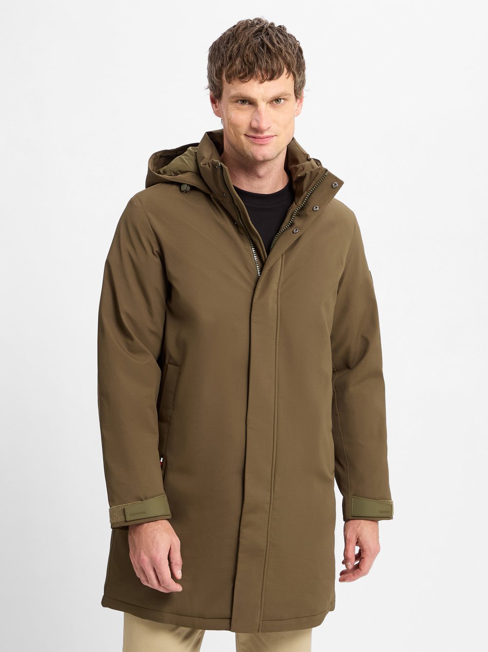 Tommy Hilfiger Parka męska Mężczyźni Sztuczne włókno zielony jednolity, S