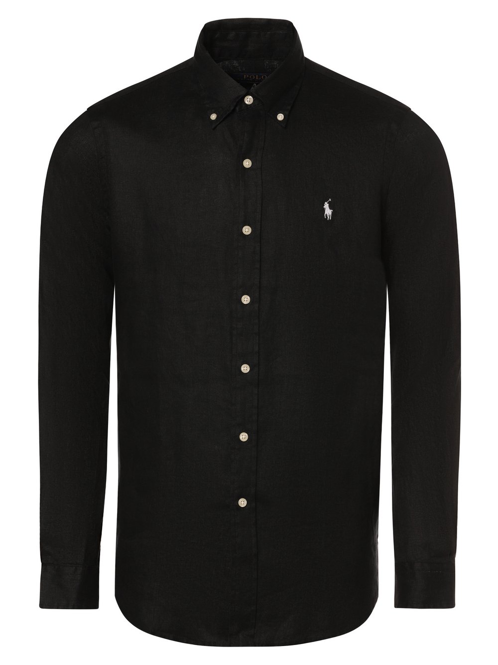 Polo Ralph Lauren Męska koszula lniana Mężczyźni Regular Fit len czarny jednolity button down, XL