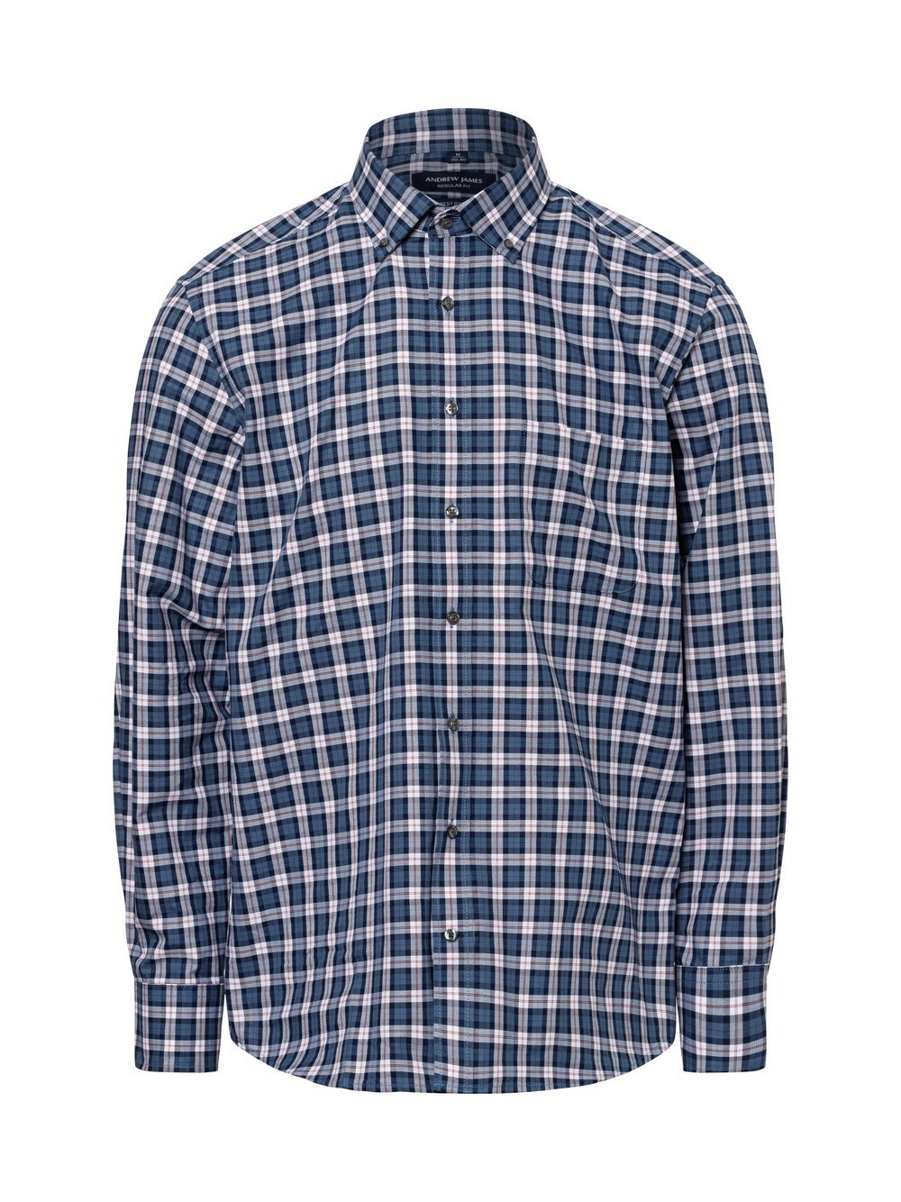 Andrew James Męska koszula casual Mężczyźni Regular Fit Bawełna niebieski w kratkę, M