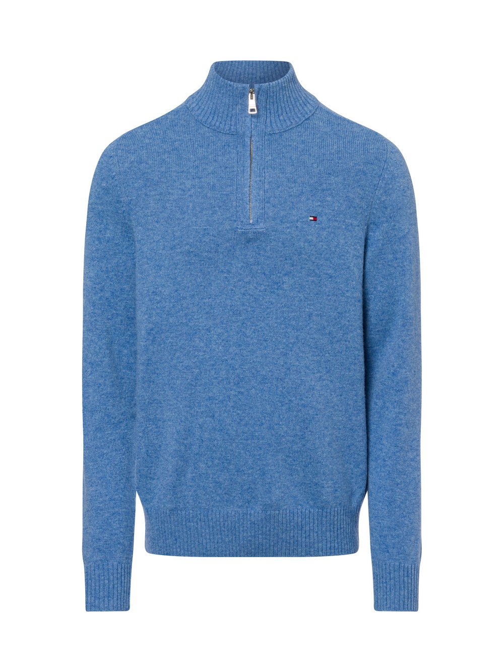 Tommy Hilfiger Męski sweter z dzianiny Mężczyźni Wełna niebieski jednolity, M