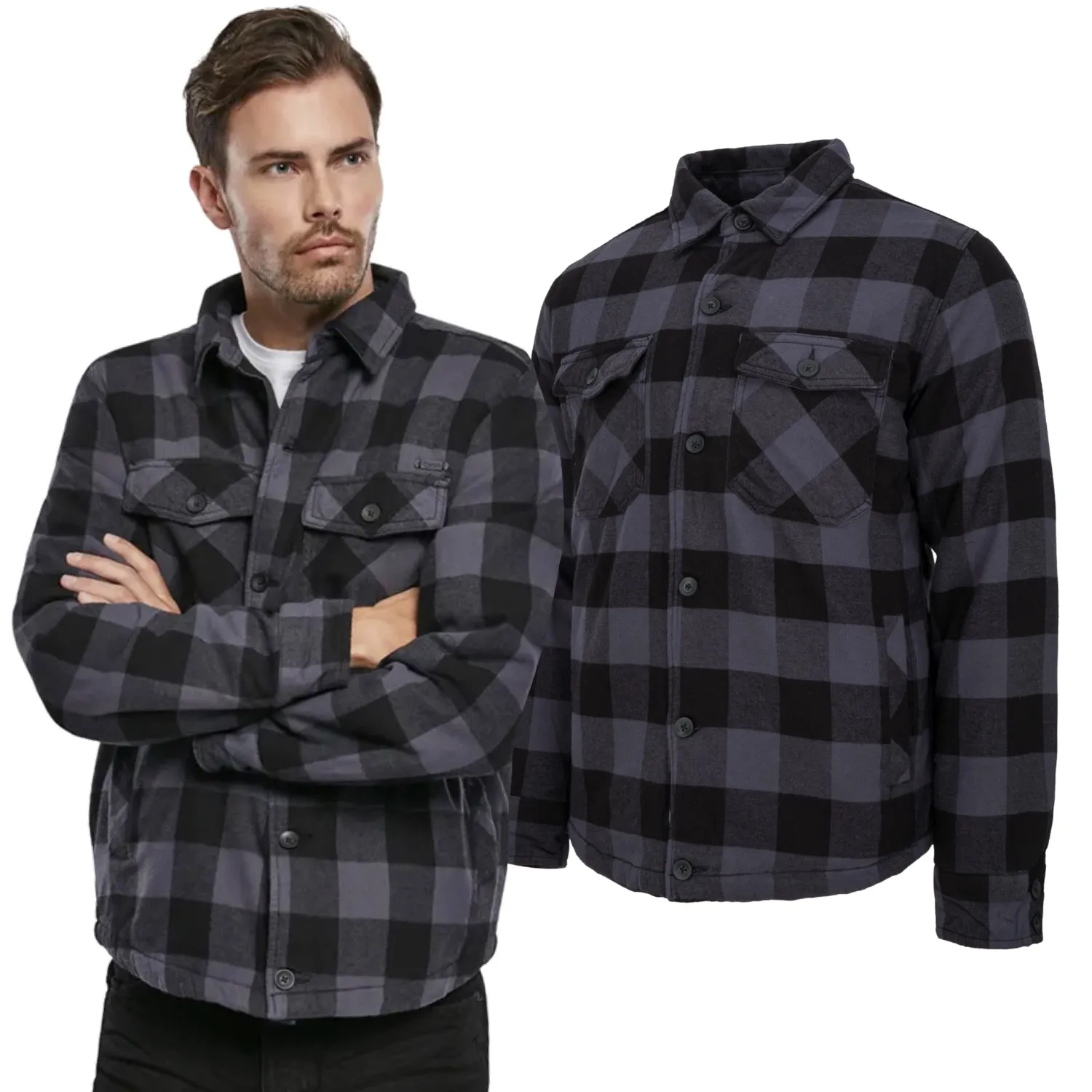 Kurtka Brandit Lumber Jacket Black/Grey Gingham 4XL