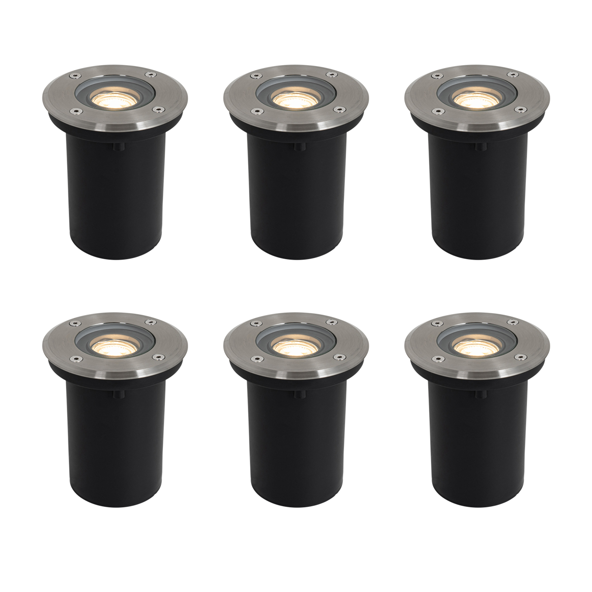 QAZQA Zestaw 6 nowoczesnych lamp ogrodowych do zabudowy stalowych 35 mm regulowanych IP65 - Delux