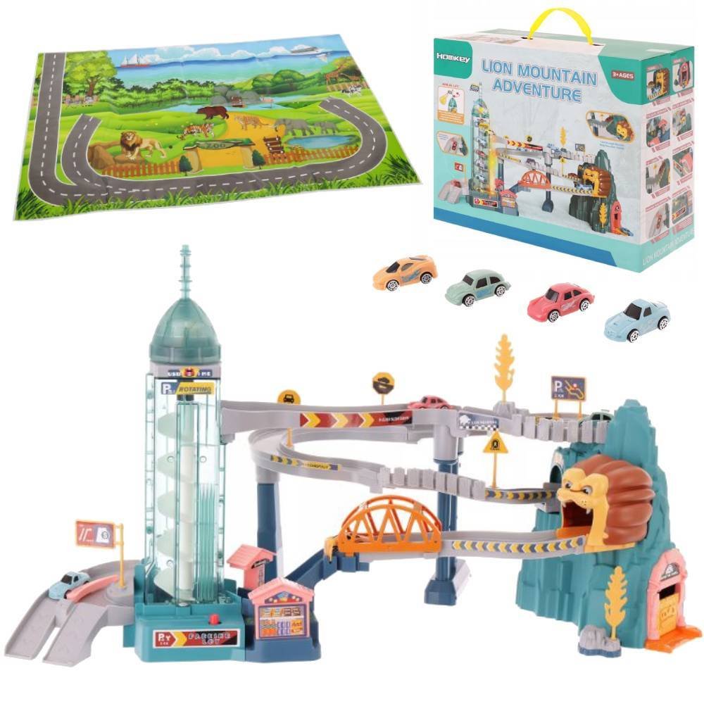 Lt371 Tor Samochodowy Jaskinia Lwa + 4 Autka