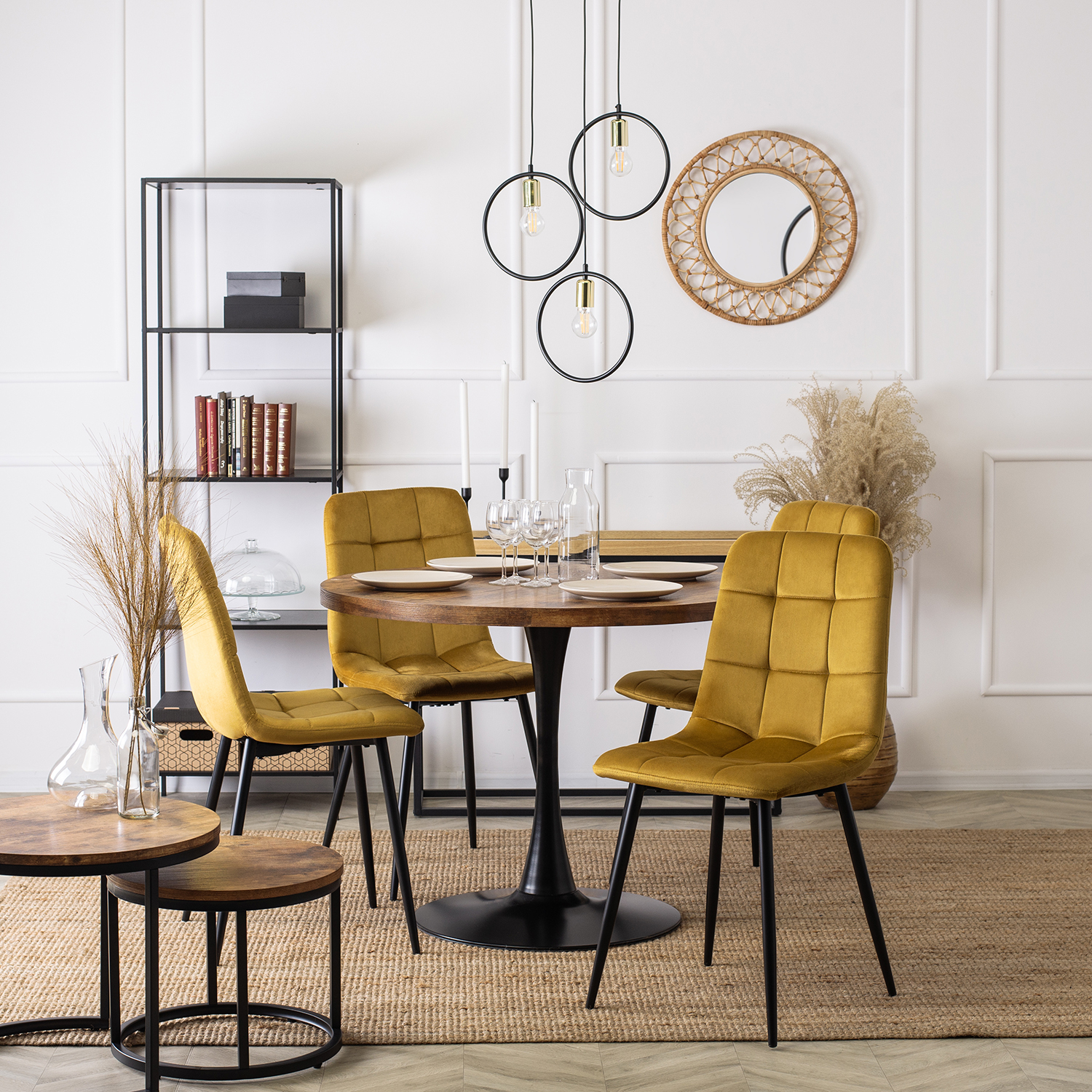 4 Krzesła Tapicerowane PERU Musztardowe