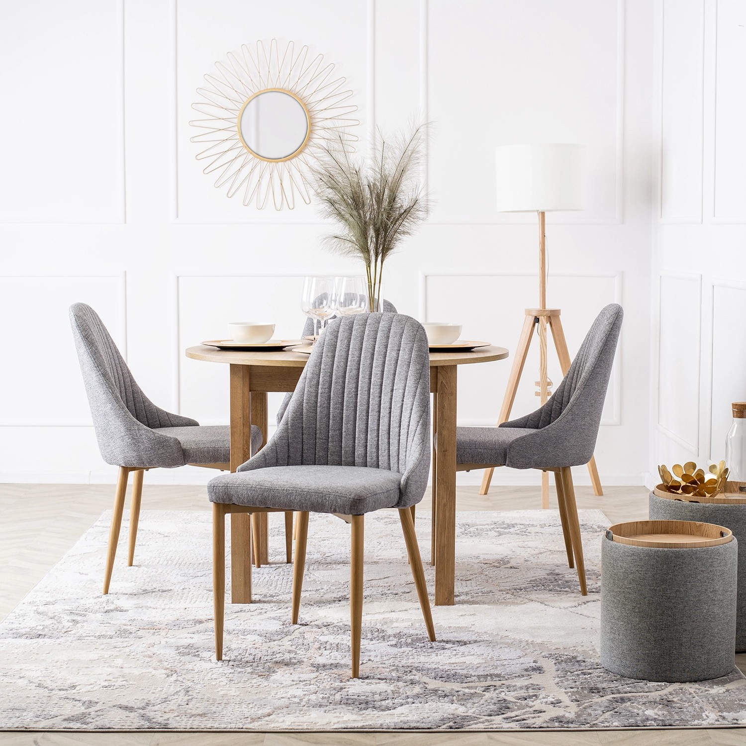 Zestaw 4x Krzesło Tapicerowane do Jadalni TORINO Szare Nowoczesne