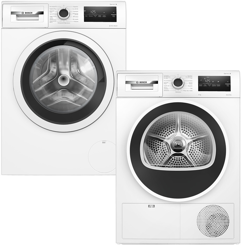 Zestaw AGD Bosch Serie 4 Pralka WAN2813GPL + Suszarka WTH8627GPL