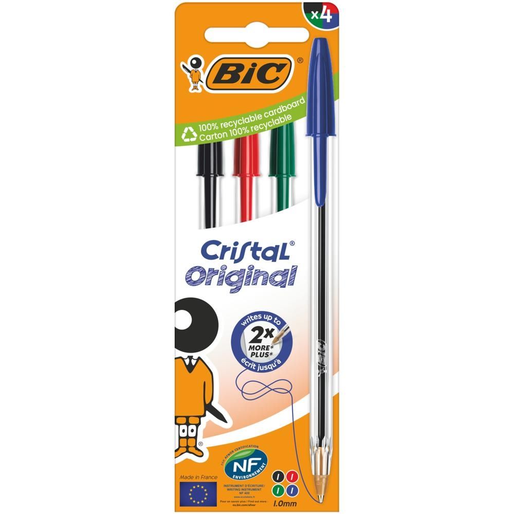 Zdjęcia - Pozostałe artykuły szkolne BIC Długopis Cristal Original 4 Kolory Ast Pudełko 4 Sztuki Do Szkoły