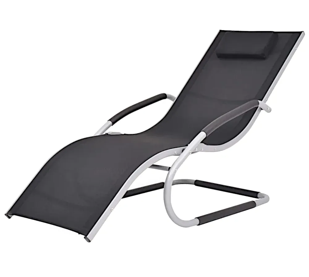 Czarny ergonomiczny leżak ogrodowy N6-M65