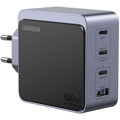 Ładowarka sieciowa Ugreen Nexode Air 100W 3x USB-C USB Szara