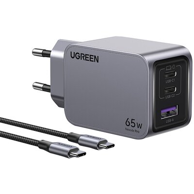 Ładowarka sieciowa Ugreen Nexode Pro USB + 2x USB-C 65W Czarna
