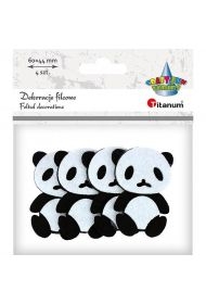 Filcowe pandy 3D 42x60mm biało-czarne 4szt