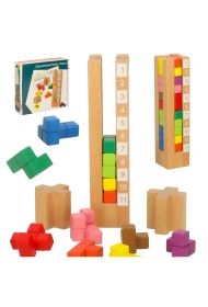 Klocki drewniane edukacyjne układanka Montessori kolorowe