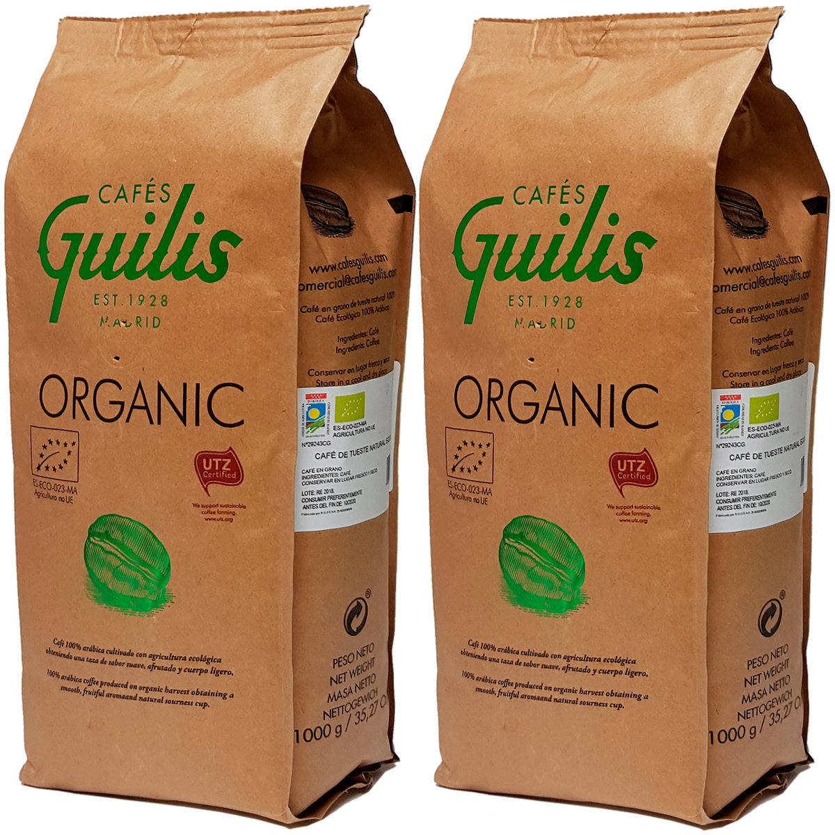Kawa ziarnista Cafes Guilis Organic 2x1kg