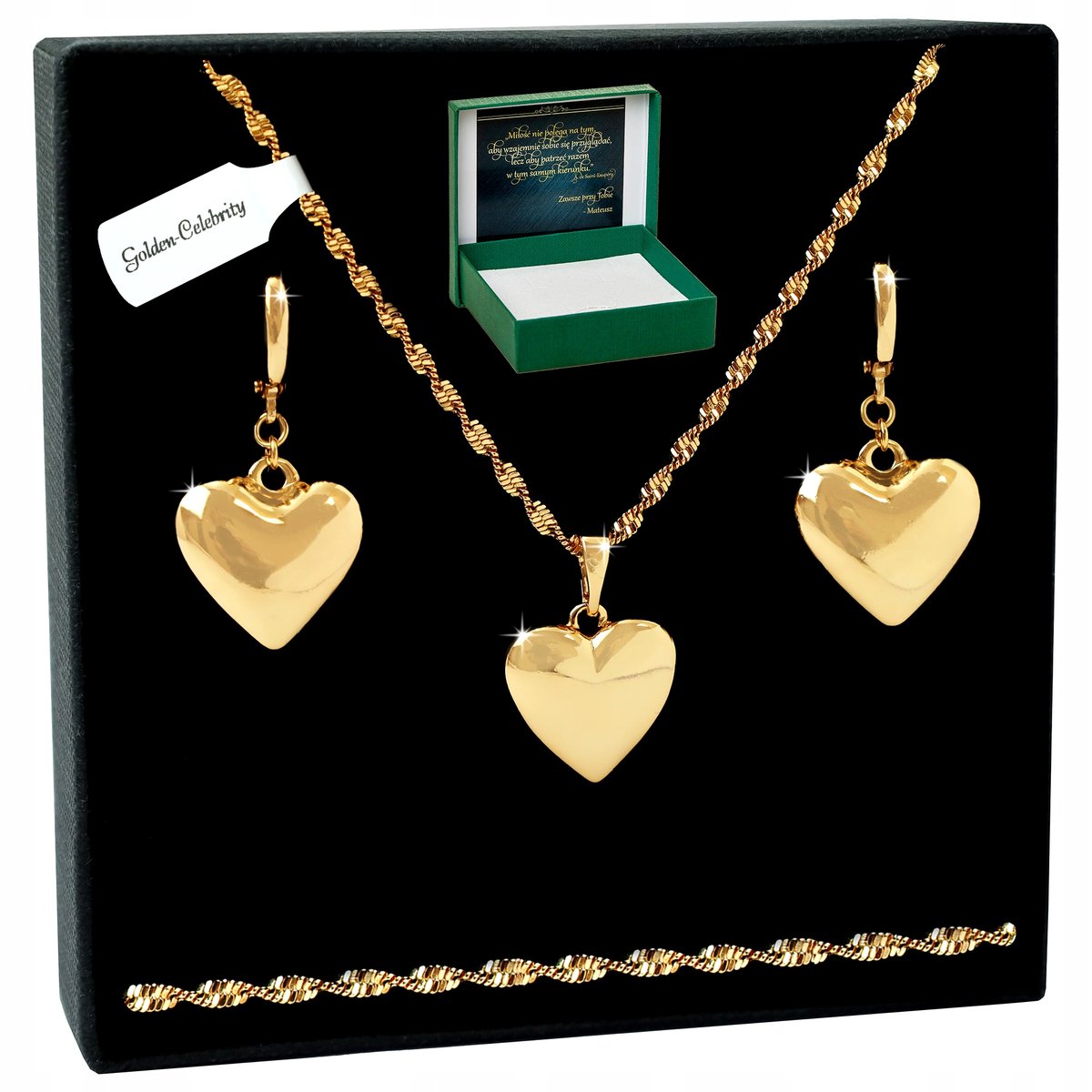 BIŻUTERIA ZE STALI CHIRURGICZNEJ NASZYJNIK ŁAŃCUSZEK ZAWIESZKA KOLCZYKI 18K