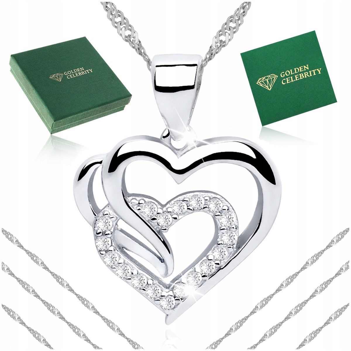 Srebrny Naszyjnik Serce Łańcuszek Zawieszka Srebro Pr.925 Prezent Dla Córki