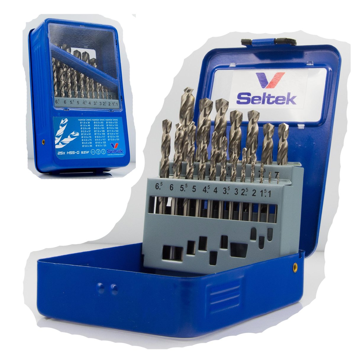 1,0 - 13,0 ZESTAW PROFESJONALNYCH WIERTEŁ DO METALU SZLIF - SELTEK