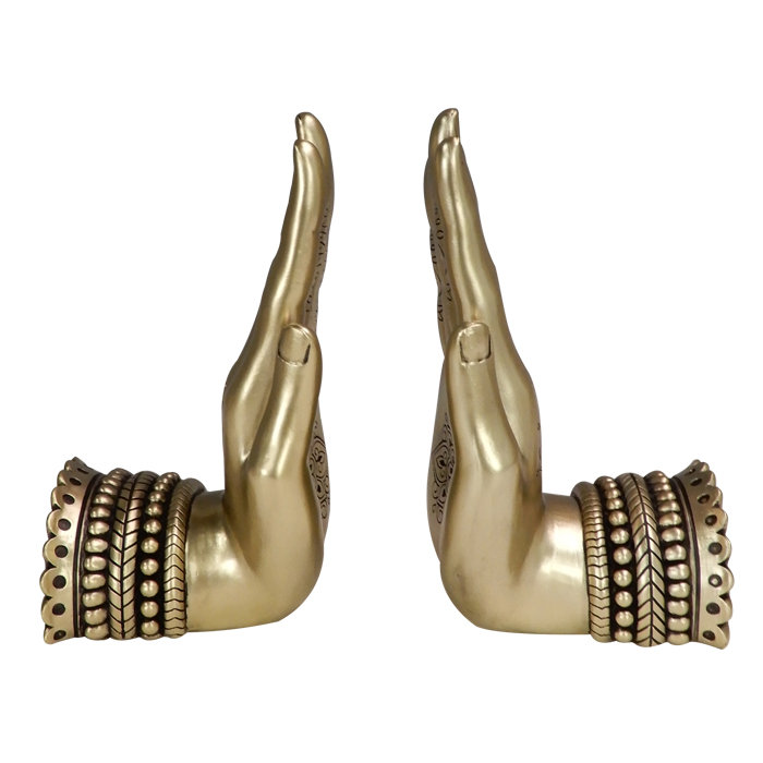 Złoty Bookend - Dłonie – Elegancka Dekoracja do Twojej Biblioteczki