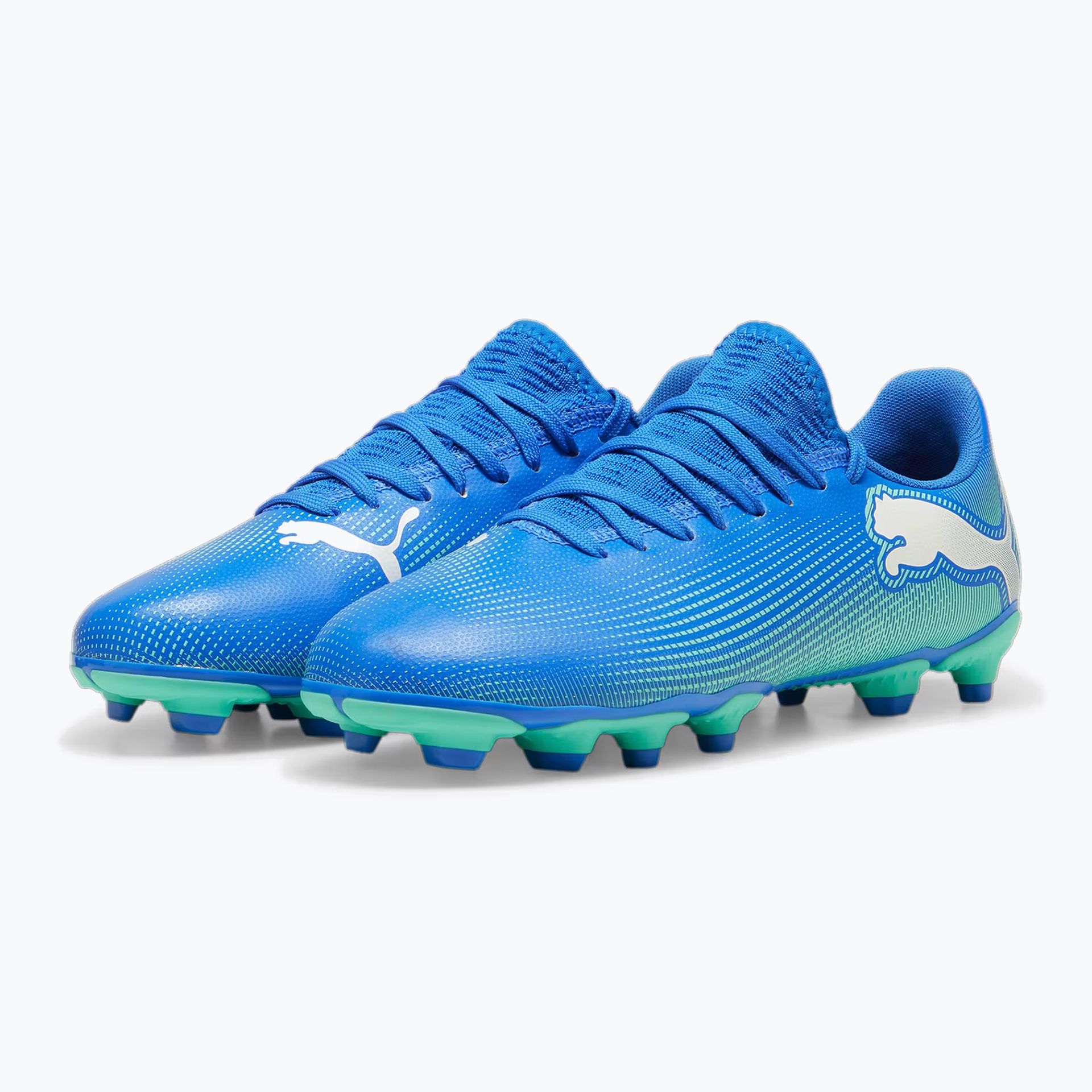 Buty piłkarskie dziecięce PUMA Future 7 Play FG/AG Jr hyperlink blue/mint/puma white WYSYŁKA W 24H 30 DNI NA ZWROT