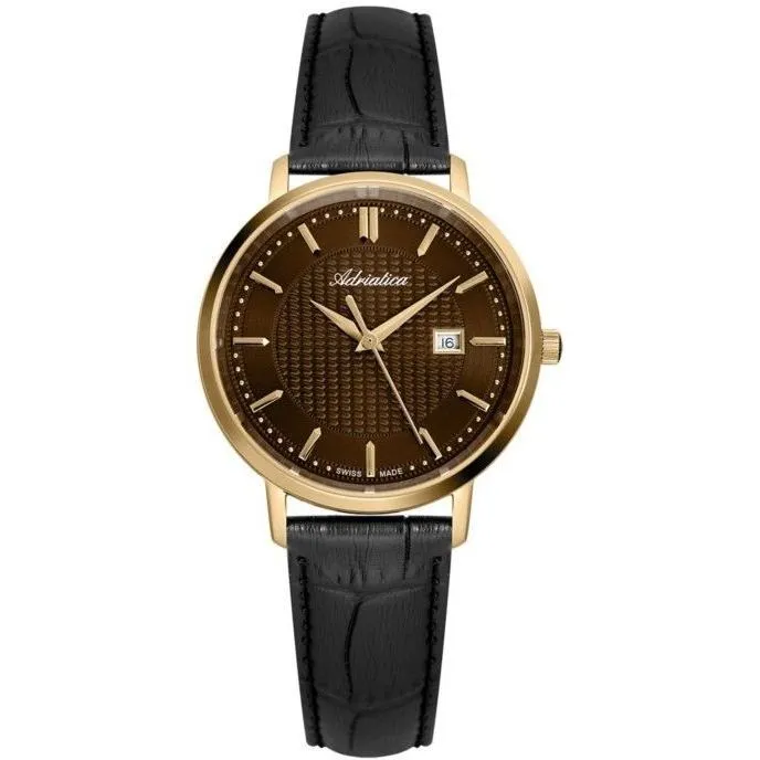 Adriatica zegarek damski z złotą kopertą i brązową tarczą A3177.121GQ/T