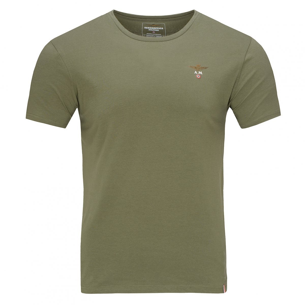 Aeronautica Militare khaki t-shirt koszulka męska crew-neck SC0TI001J508-07001 L
