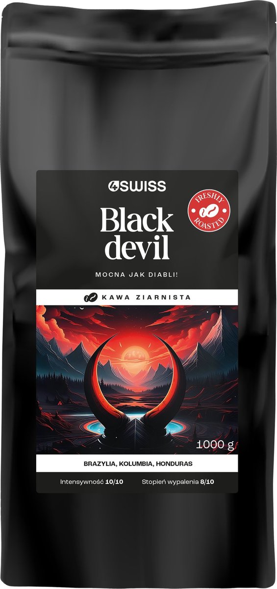 Kawa ziarnista Black Devil świeżo palona 4Swiss 1kg 1000 g