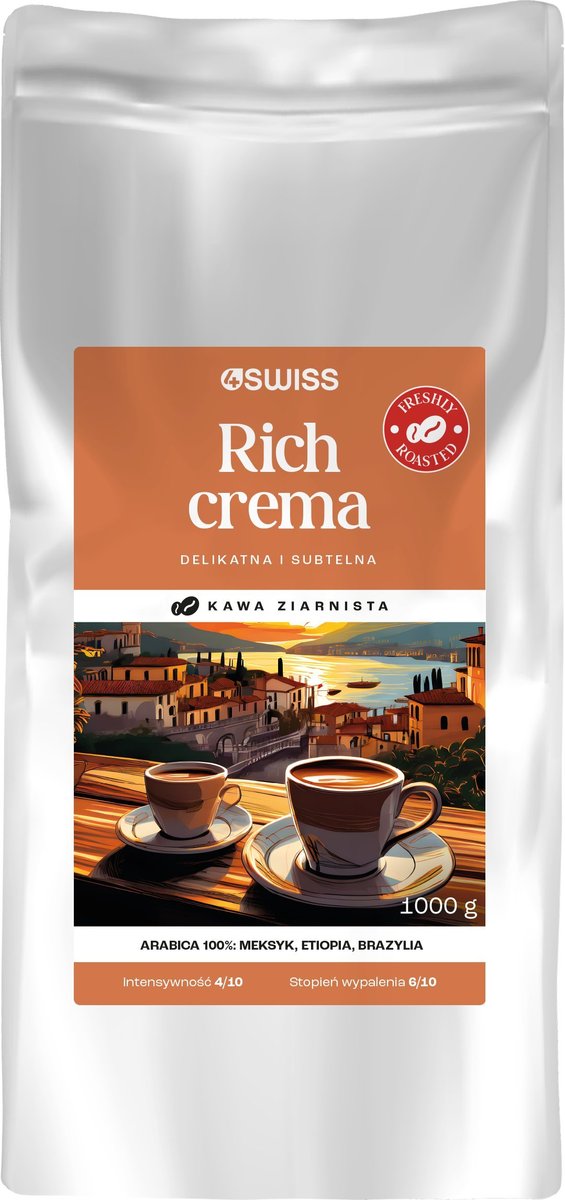 Kawa ziarnista Rich Crema świeżo palona Arabica 4Swiss 1 kg 1000g