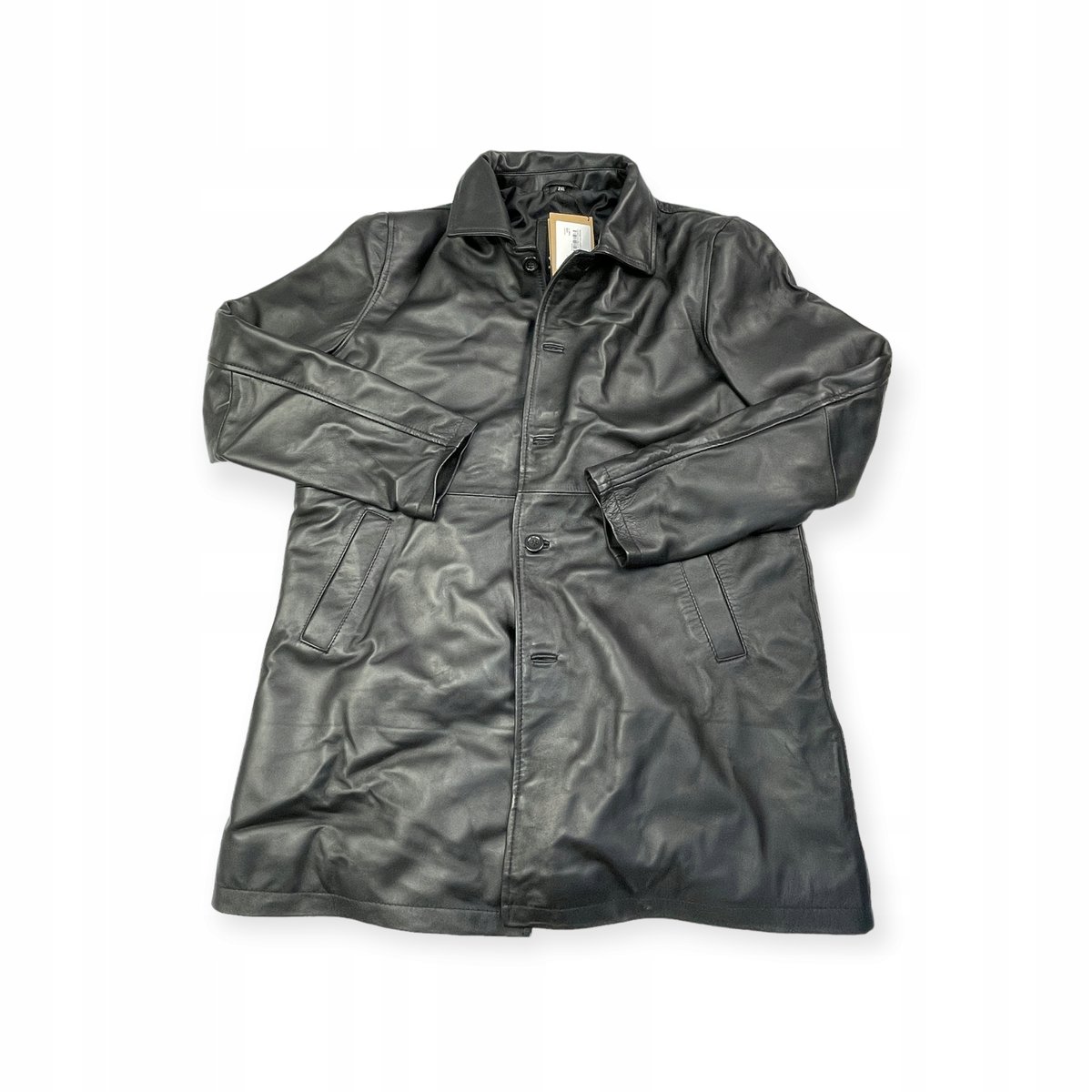 Płaszcz męski czarny REAL LEATHER 2XL