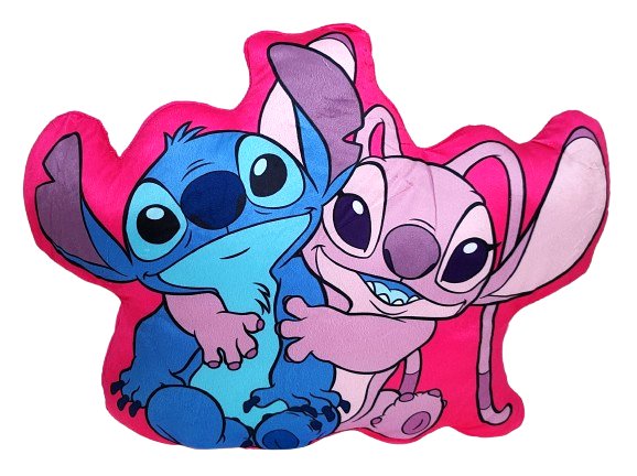 Różowa poduszka kształtka Disney Stitch i Andzia 37 x 28 cm