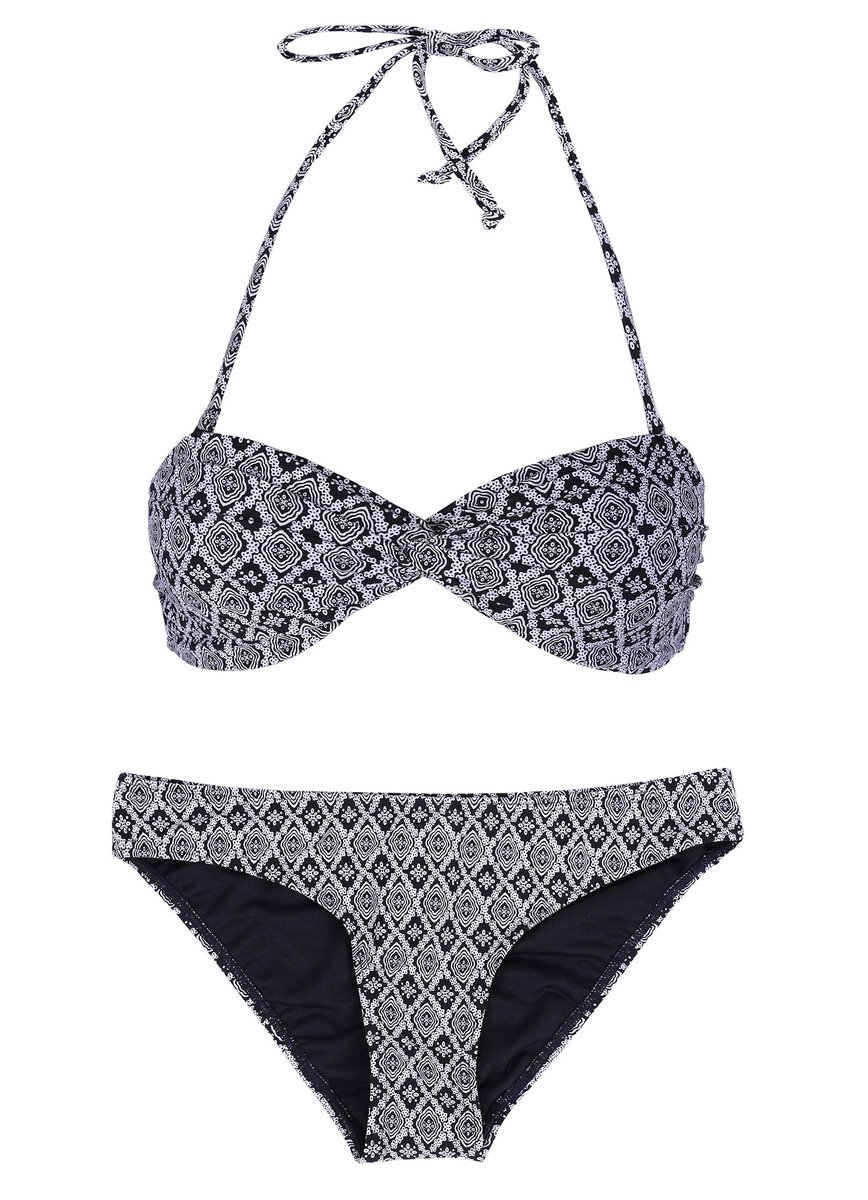 Dwuczęściowy, czarno-biały strój kąpiel. XS